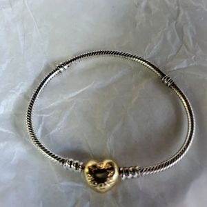 Pandora moments silver and gold charm bracelet